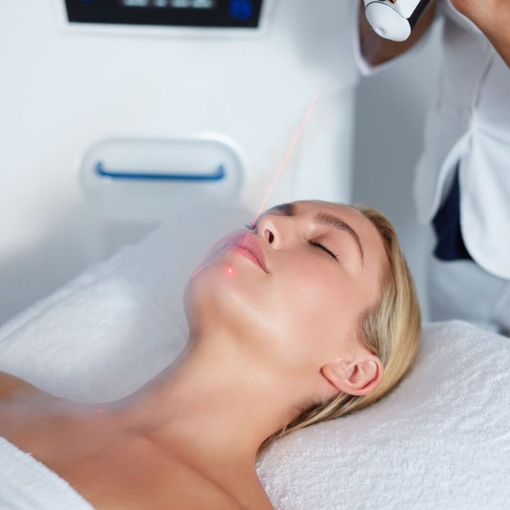 woman getting cryo therapy on face