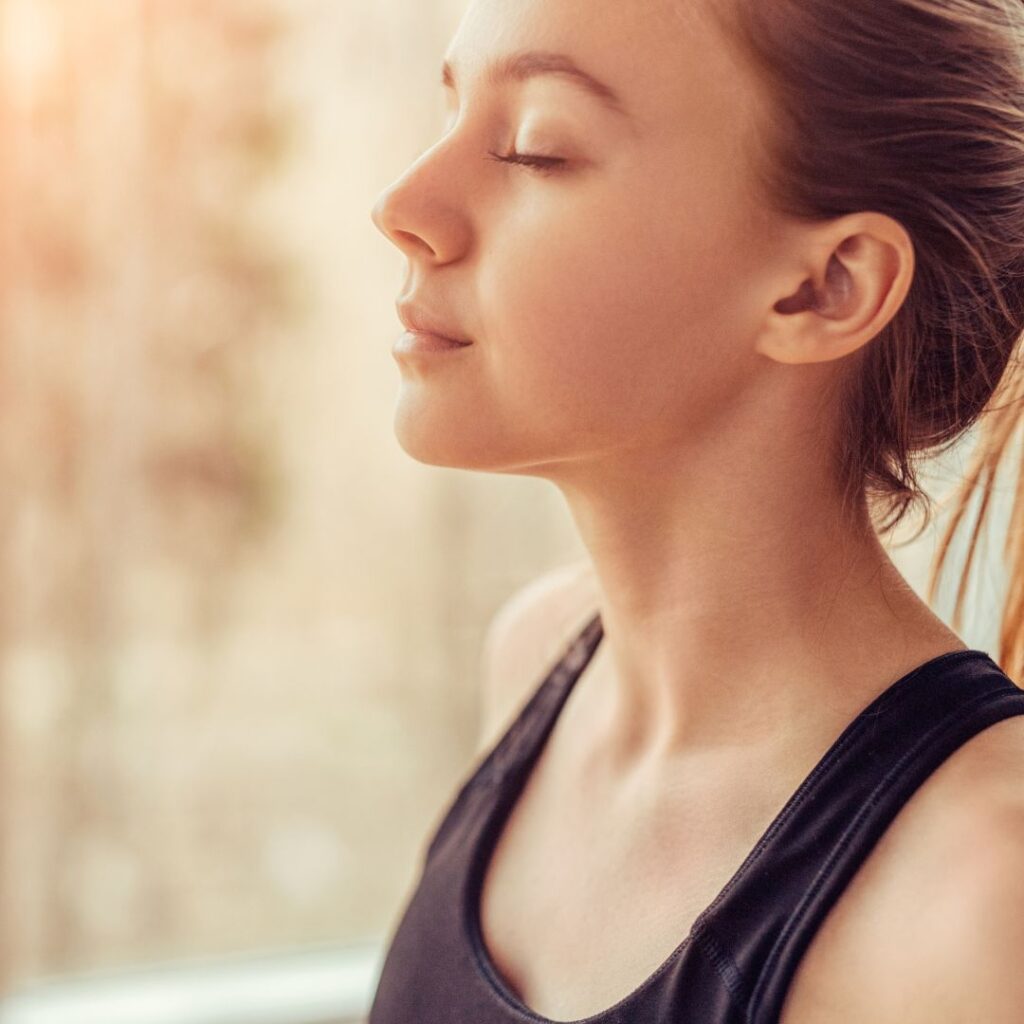 woman looking peaceful