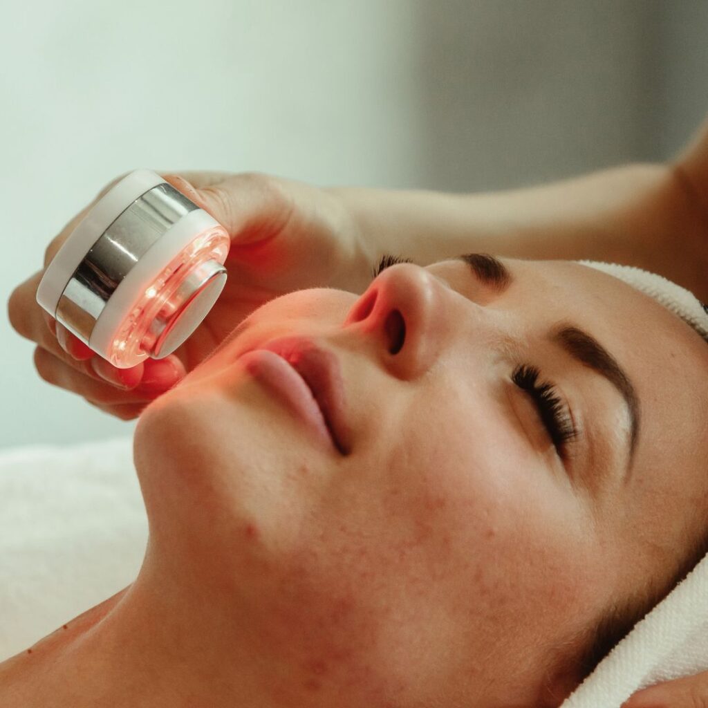 person getting red light therapy