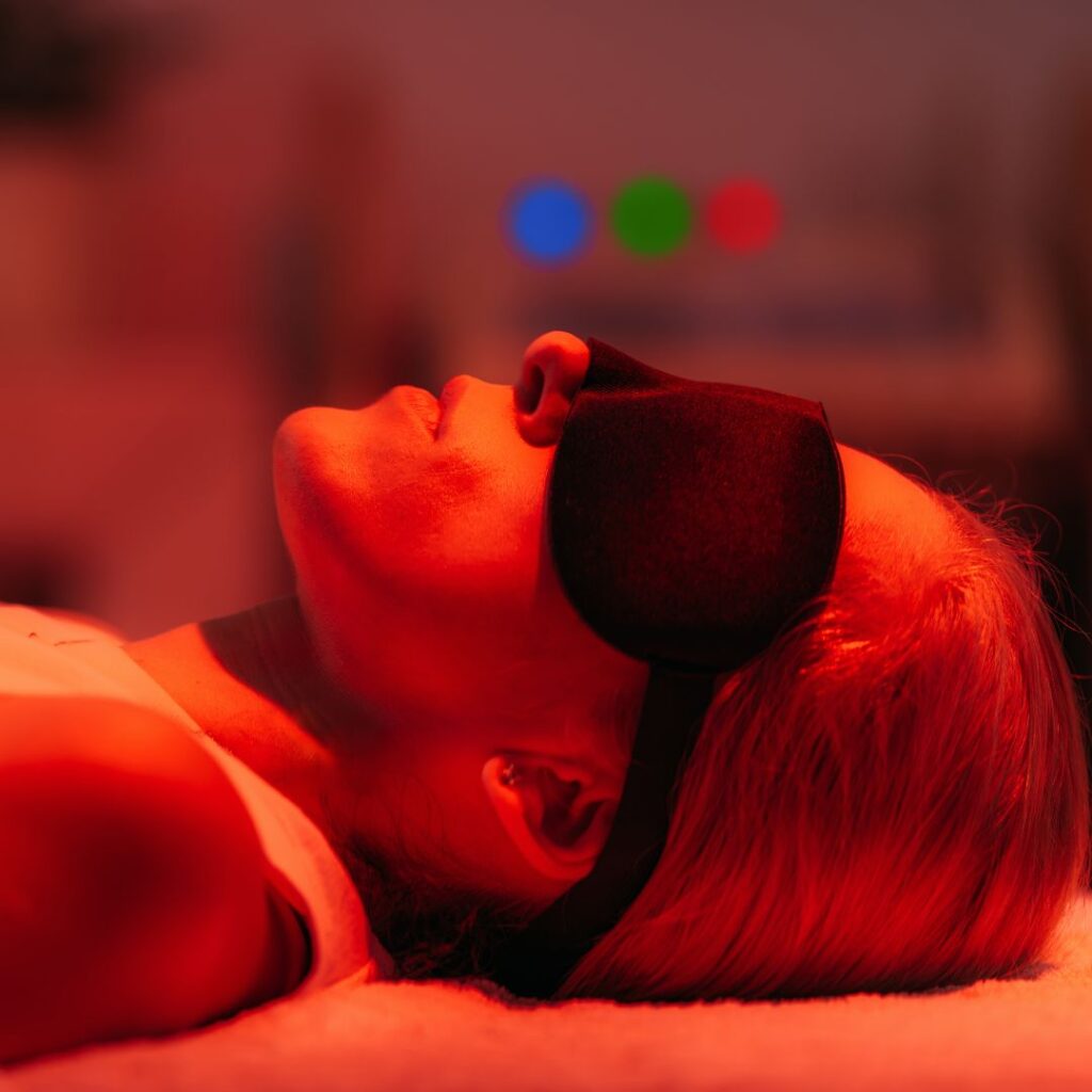 person getting red light therapy