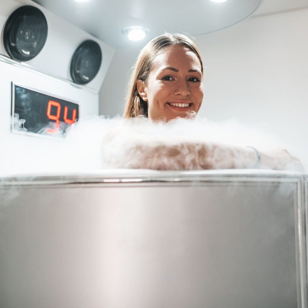 woman in cryotherapy chamber